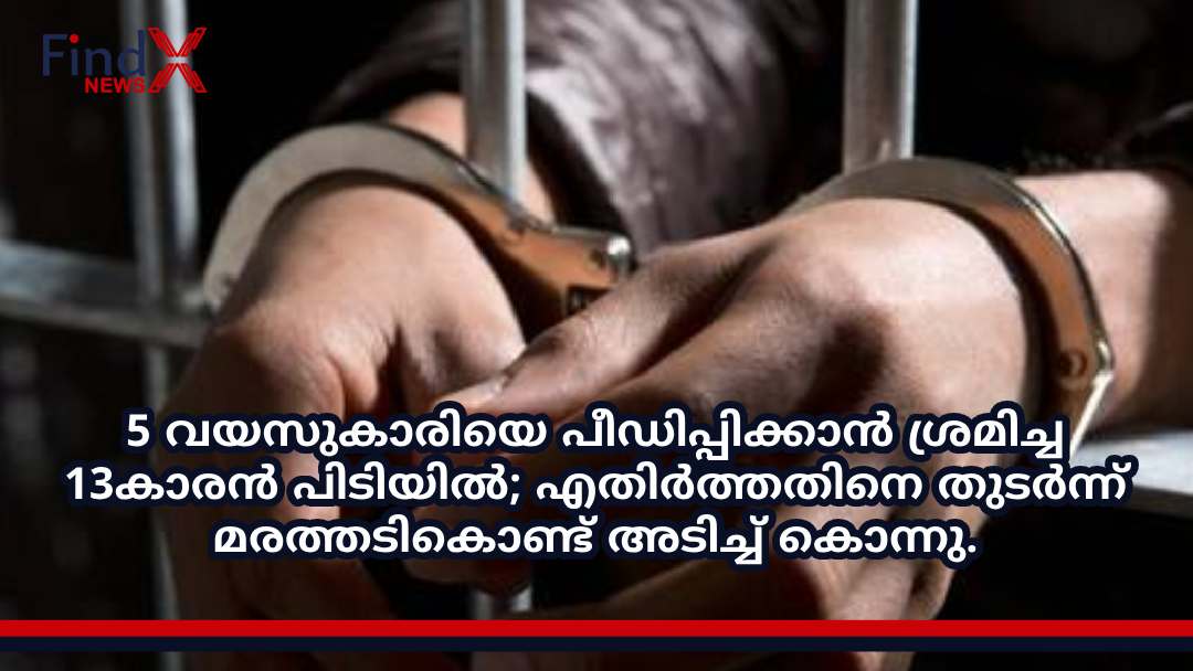 5 വയസുകാരിയെ പീഡിപ്പിക്കാന്‍ ശ്രമിച്ച 13കാരന്‍ പിടിയില്‍; എതിര്‍ത്തതിനെ തുടര്‍ന്ന് മരത്തടികൊണ്ട് അടിച്ച് കൊന്നു.